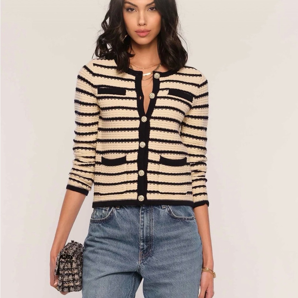 Heartloom Cream and Black Striped Cardigan